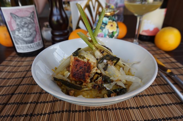 Rezeptidee: Orangenrisotto mit Hähncheninvoltini und sautiertem Fenchel ...